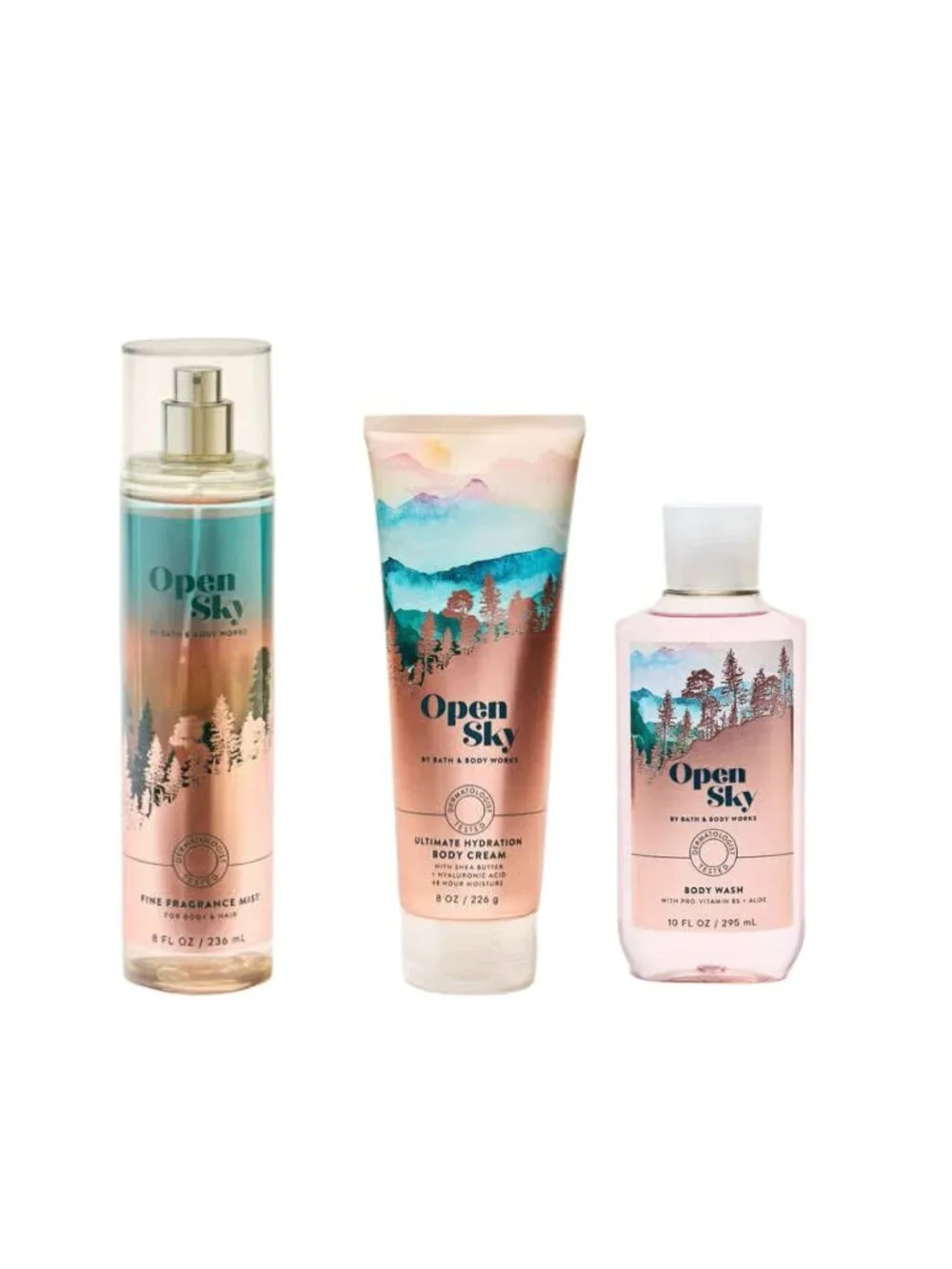 Bath and body works open sky body cream , body wash & body mst body care